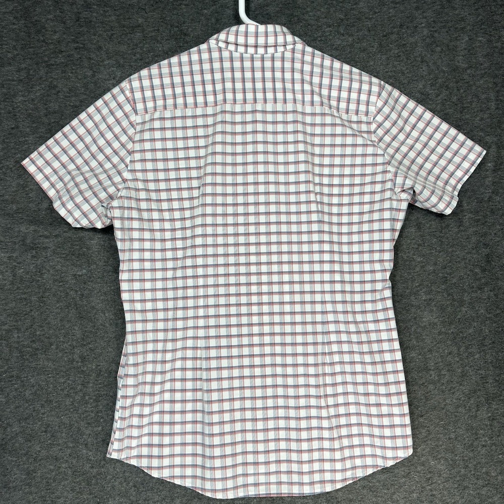 Mizzen Main Shirt Mens Large White Blue Plaid Button Up Trim Leeward performance - Picture 9 of 10